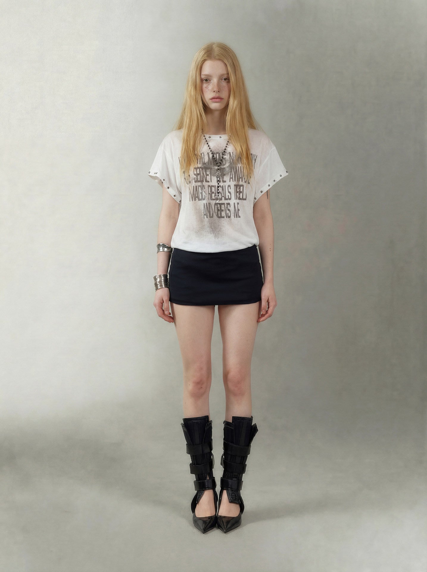 Studded Patchwork Graphic Dress