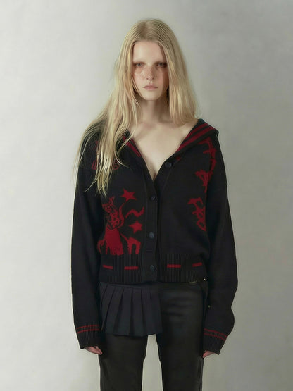 Punk Sailor Collar Knit Cardigan