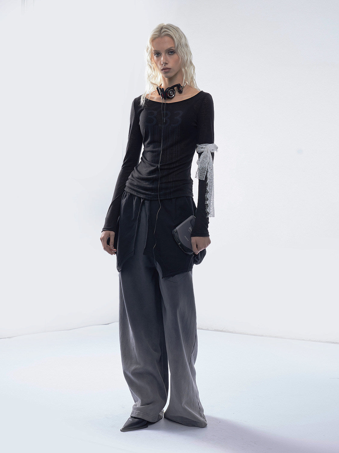 Printed Semi-Sheer Fitted Top