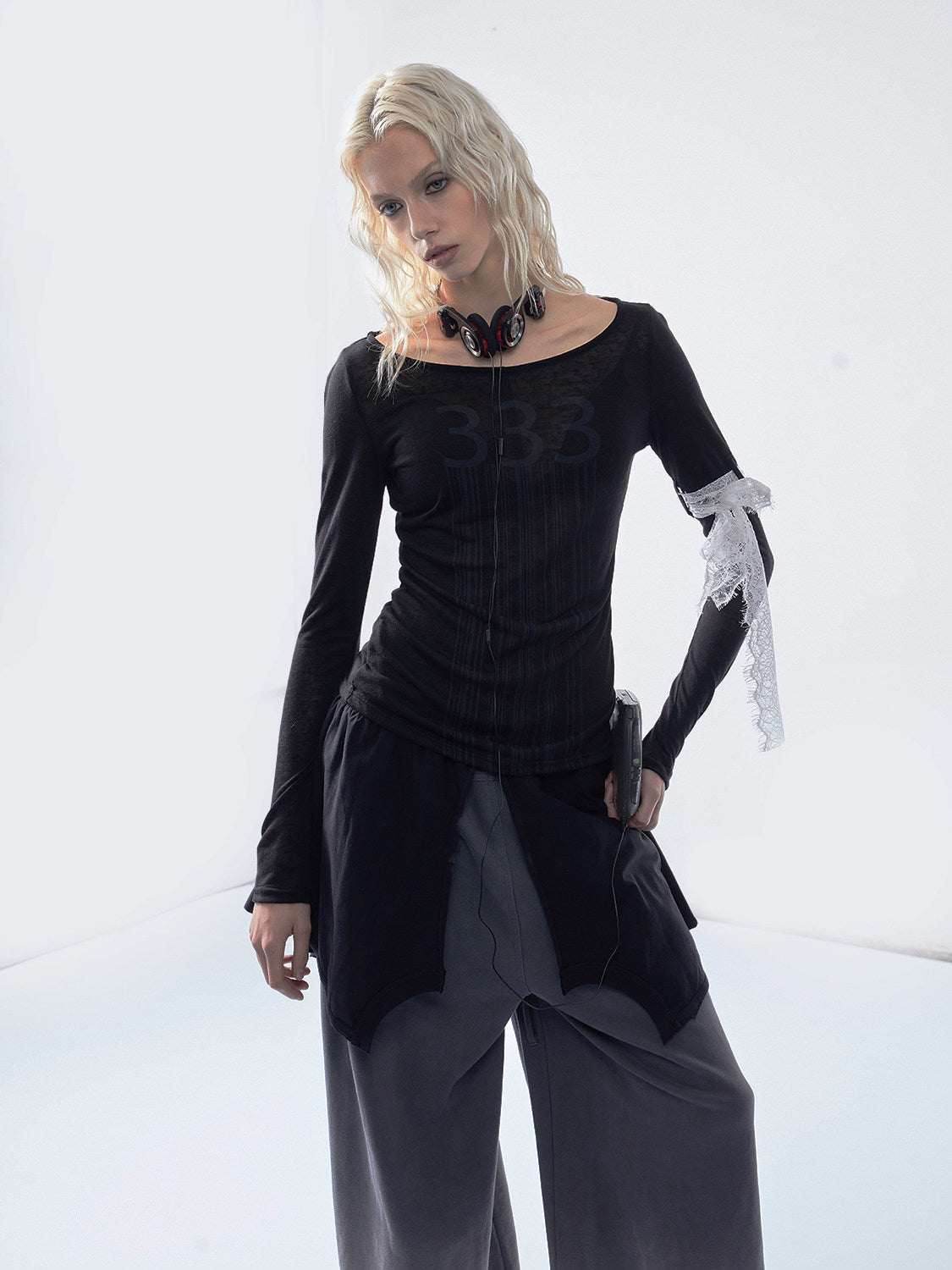 Printed Semi-Sheer Fitted Top