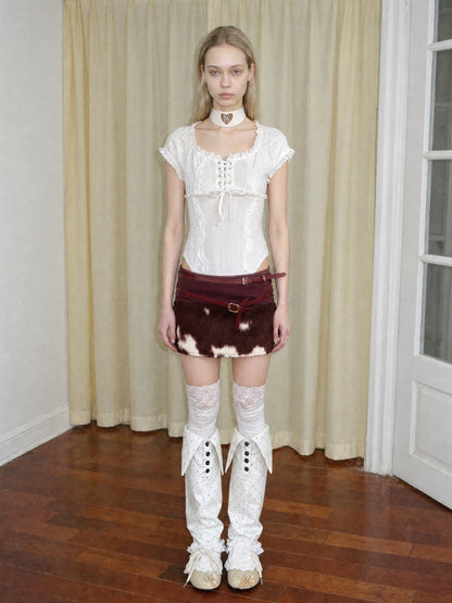 Fuzzy Mottled Low-Rise Mini Skirt