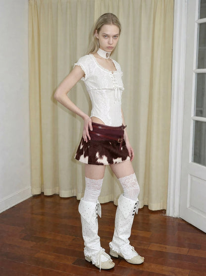 Fuzzy Mottled Low-Rise Mini Skirt