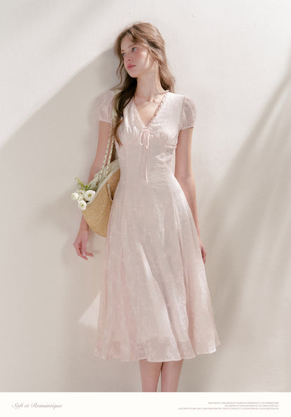 Embroidered Lace Waist Midi Dress