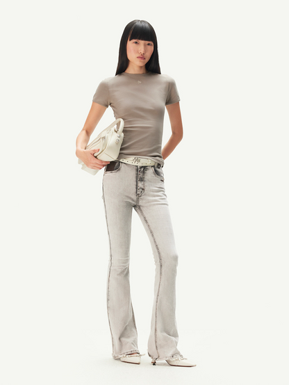 Contrast Wash Slim Flare Jeans