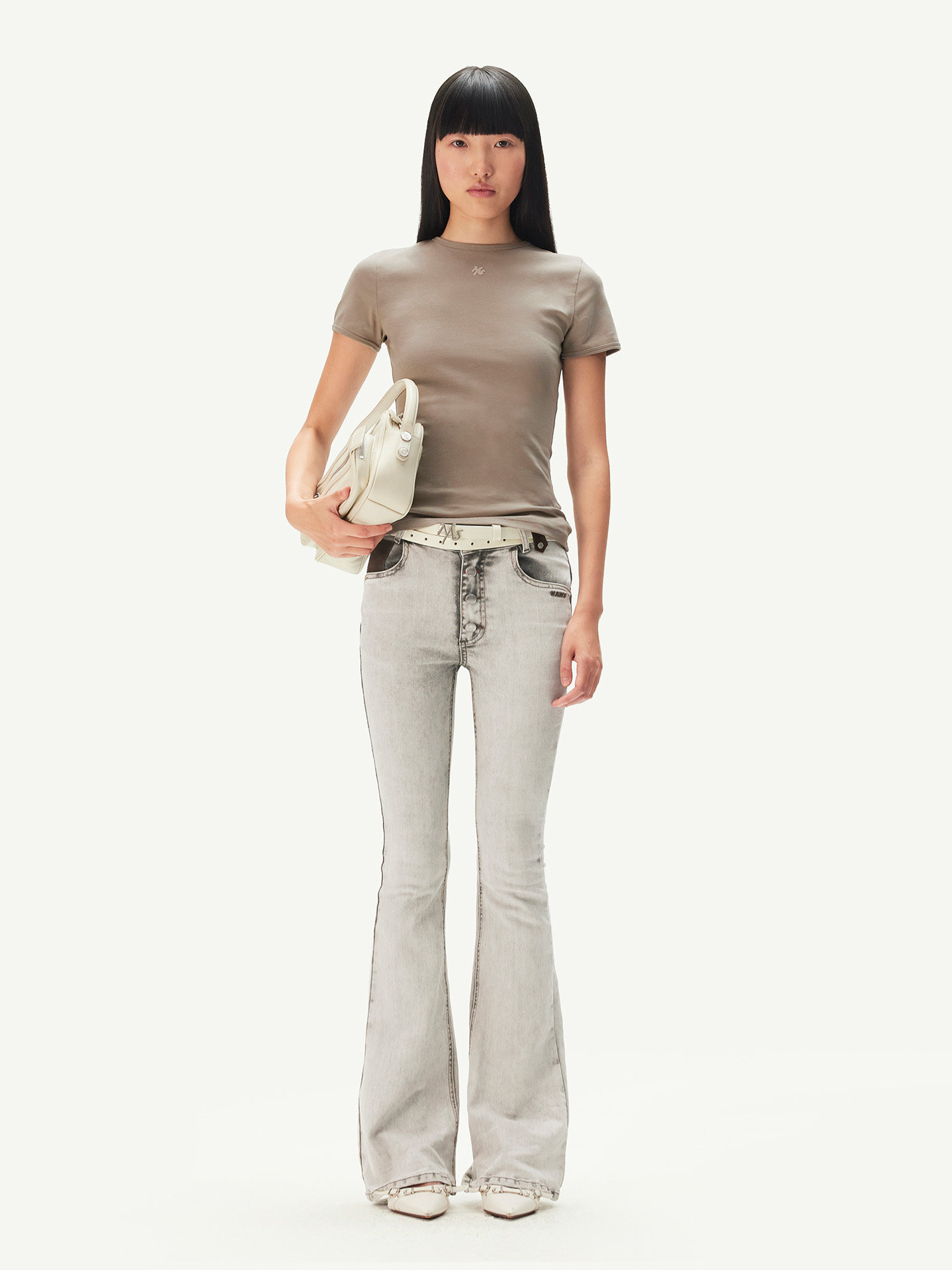 Contrast Wash Slim Flare Jeans