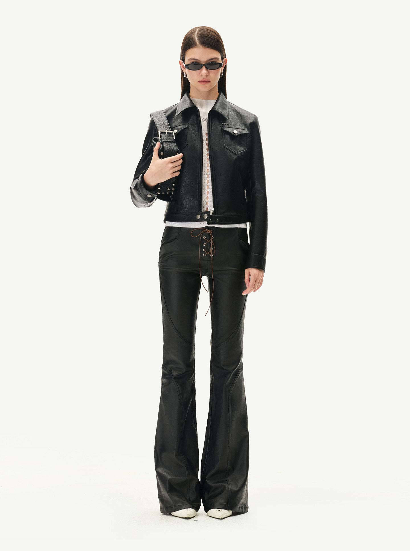 Waxed Panelled Slim Flare Pants
