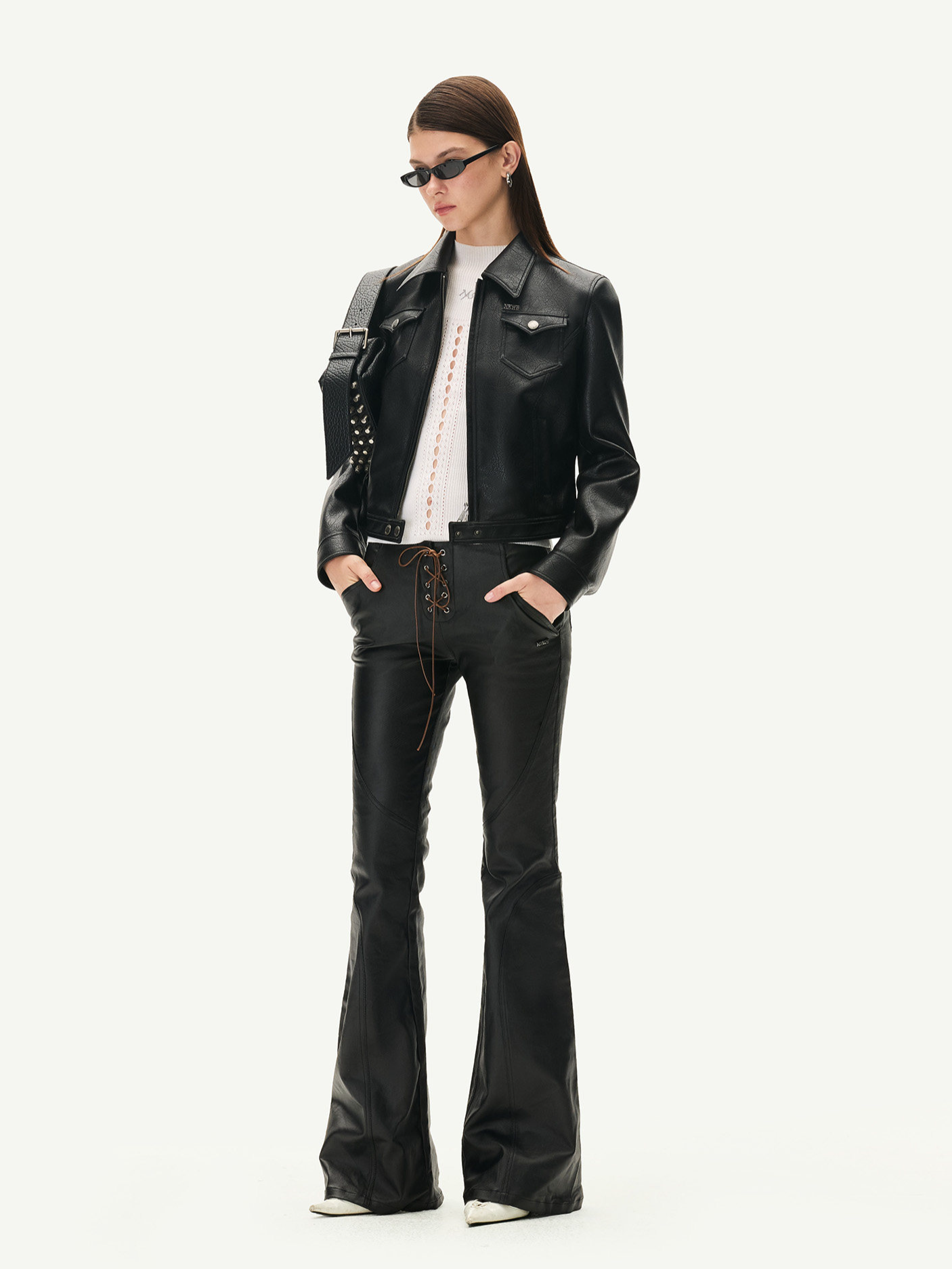Waxed Panelled Slim Flare Pants