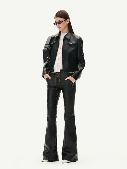 Waxed Panelled Slim Flare Pants