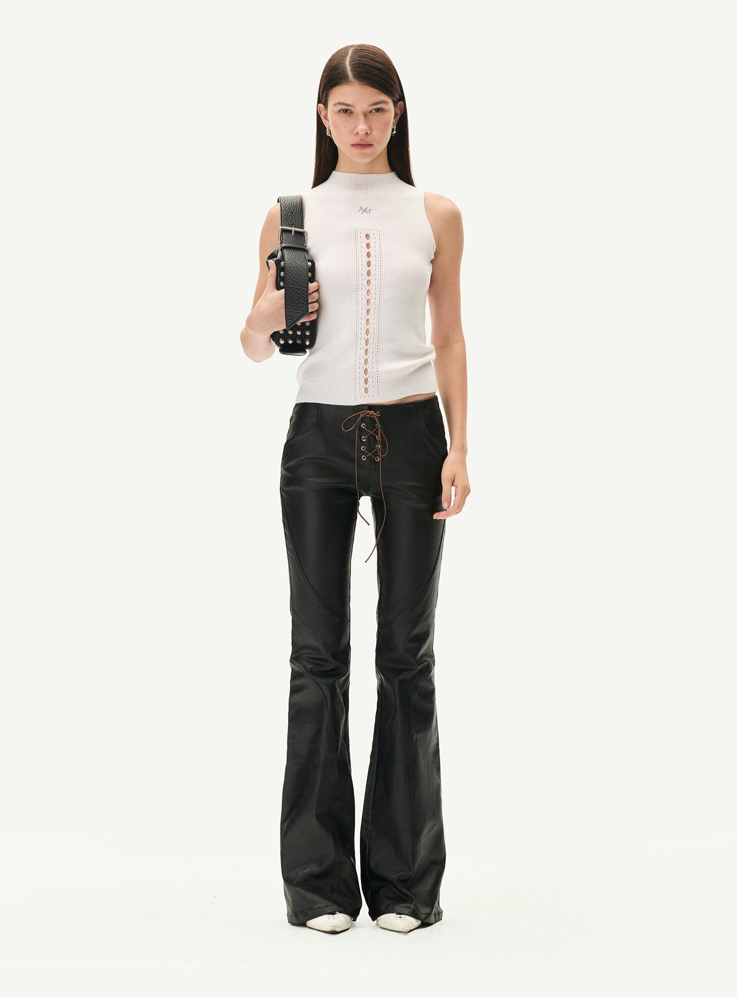 Waxed Panelled Slim Flare Pants