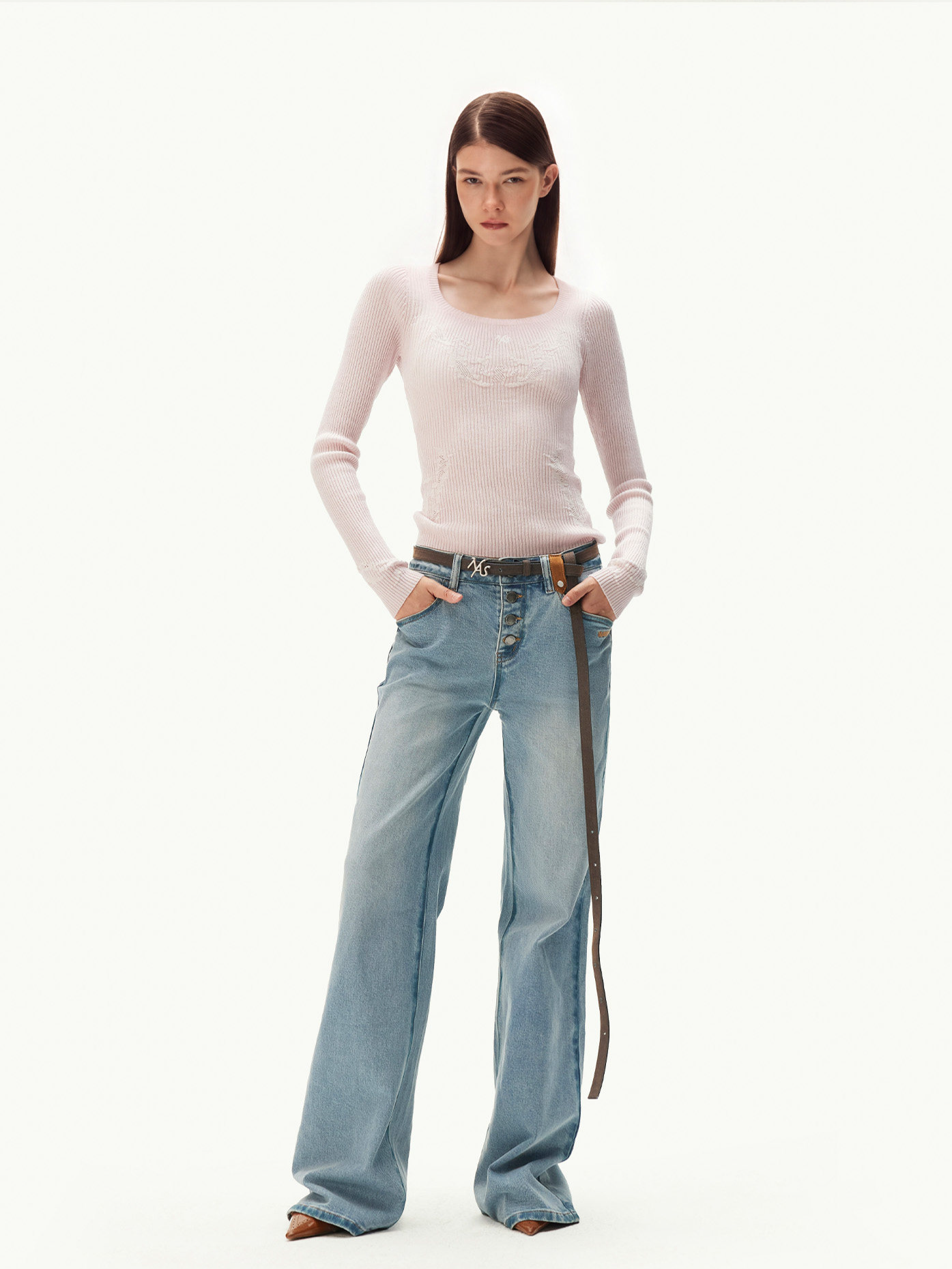 Wool Jacquard Slim-Fit Long-Sleeve Tee