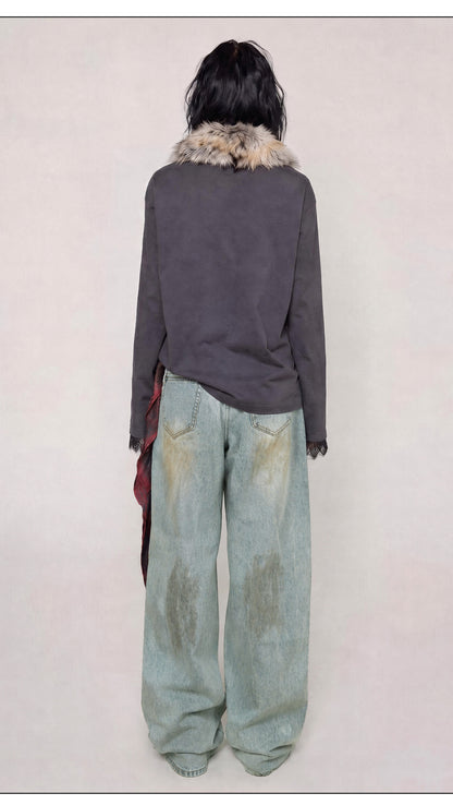 Vintage Washed Wide-Leg Jeans