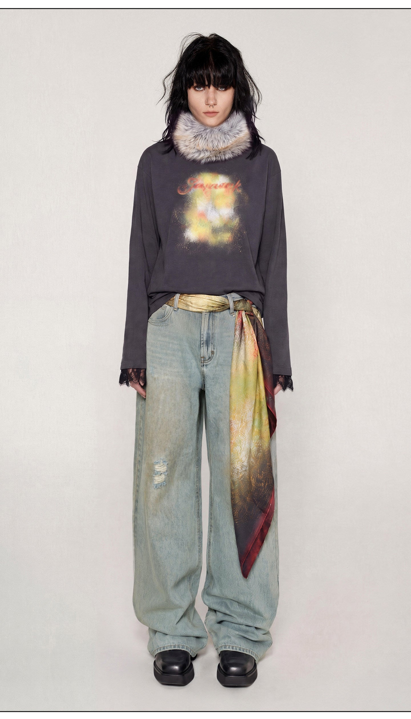 Vintage Washed Wide-Leg Jeans