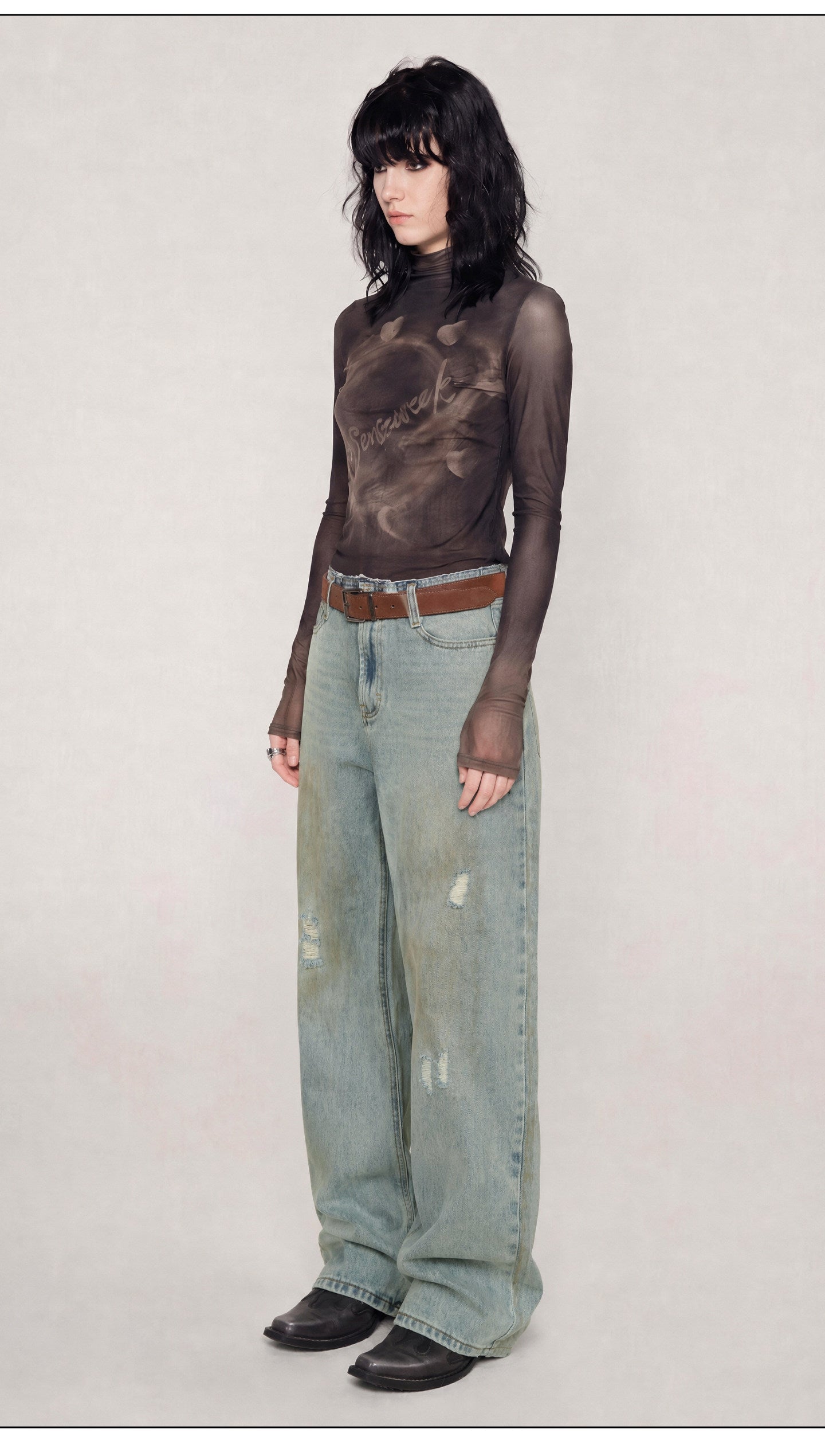 Vintage Washed Wide-Leg Jeans