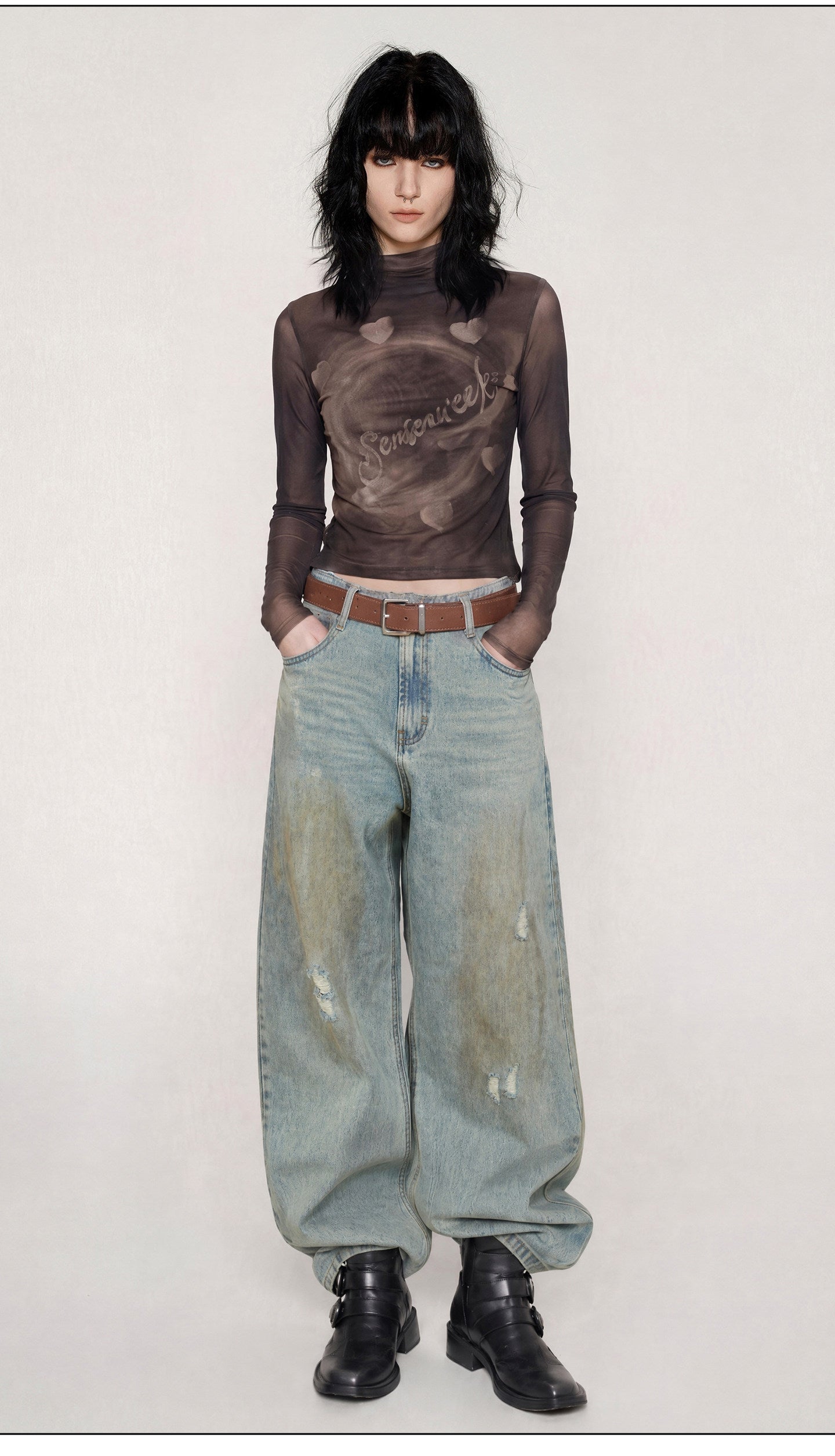 Vintage Washed Wide-Leg Jeans