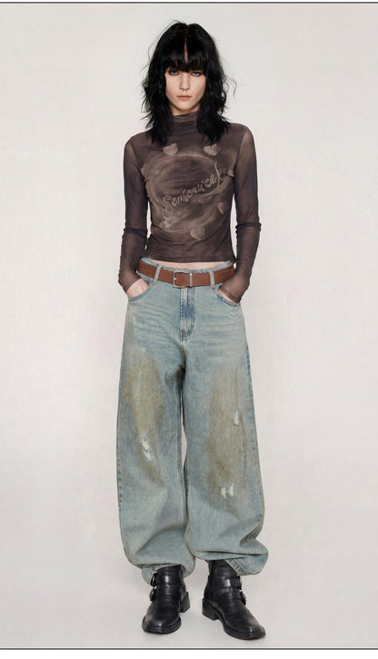 Vintage Washed Wide-Leg Jeans