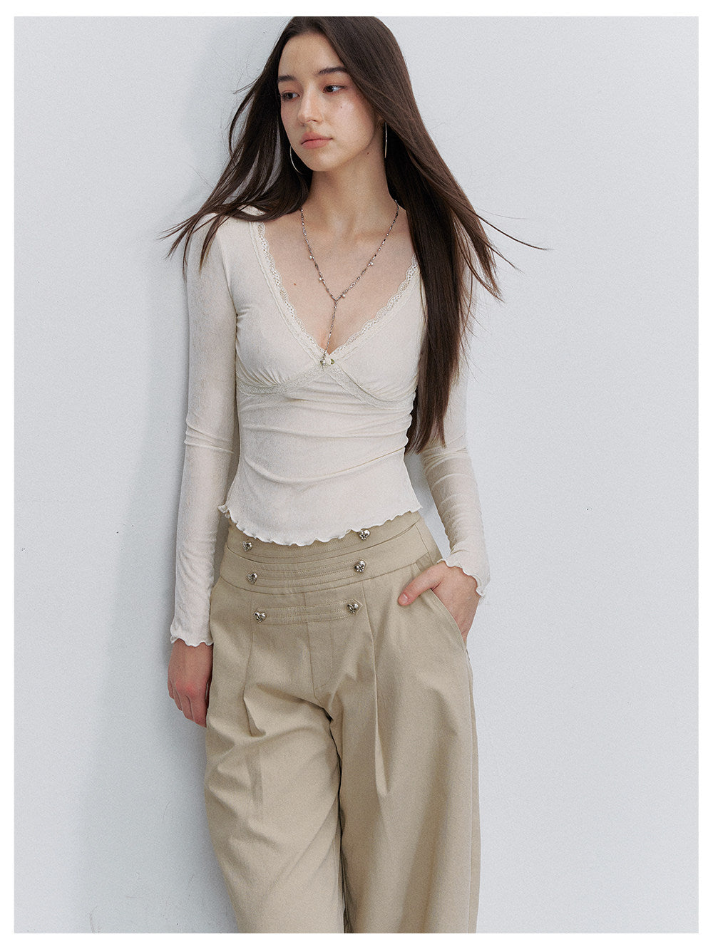 Acetate Velvet Lace Top