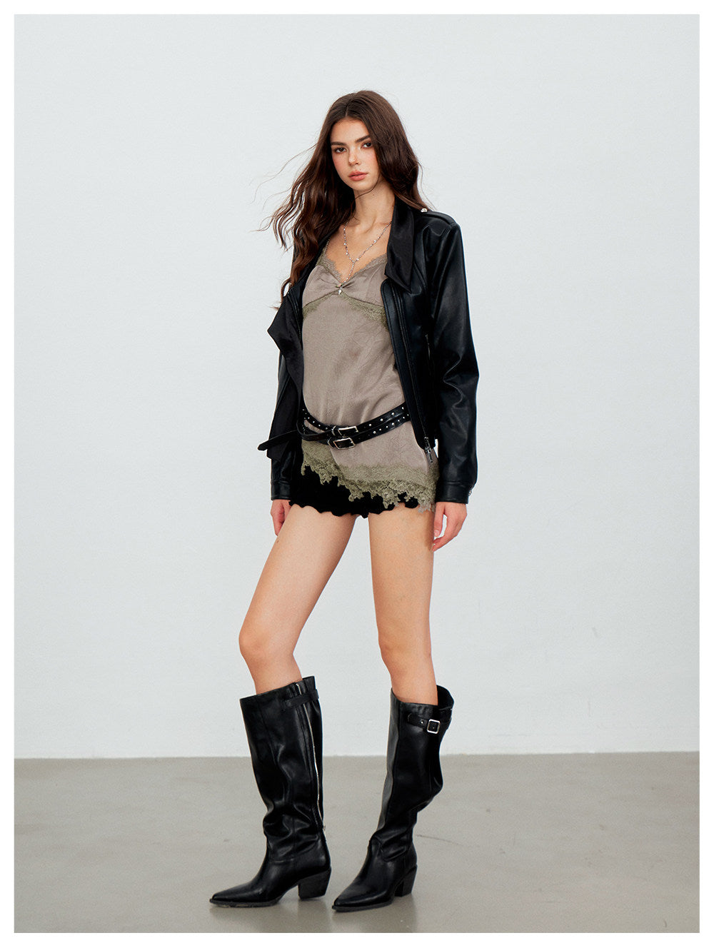 Embossed Fitted PU Jacket