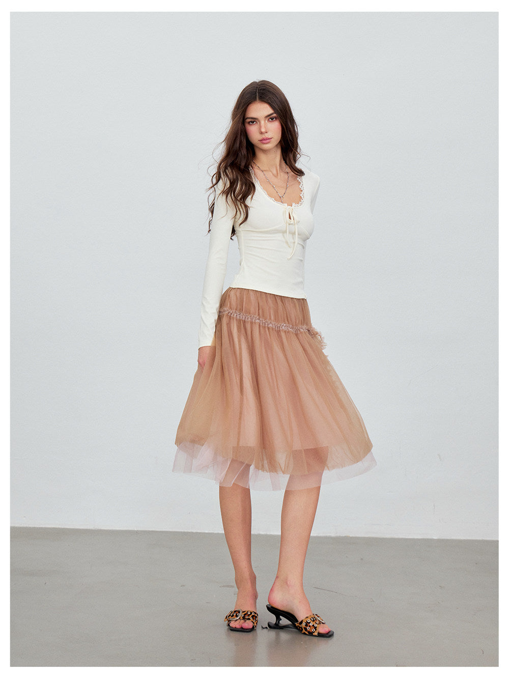Ribbed Lace Tie Knit Top