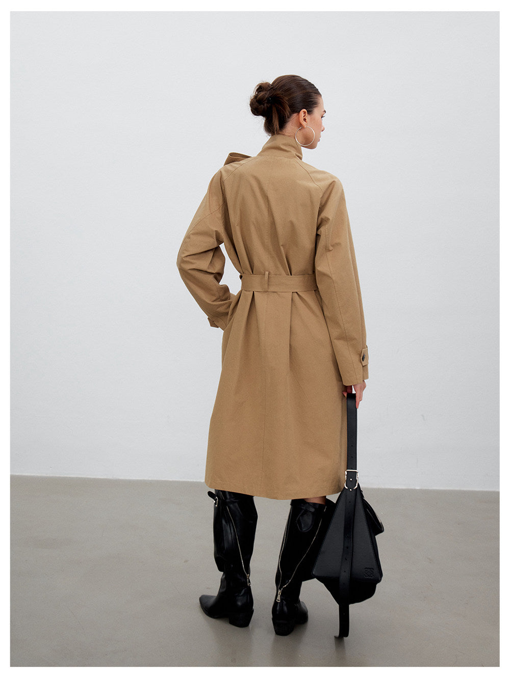 Sandwashed Tie-Waist Trench Coat
