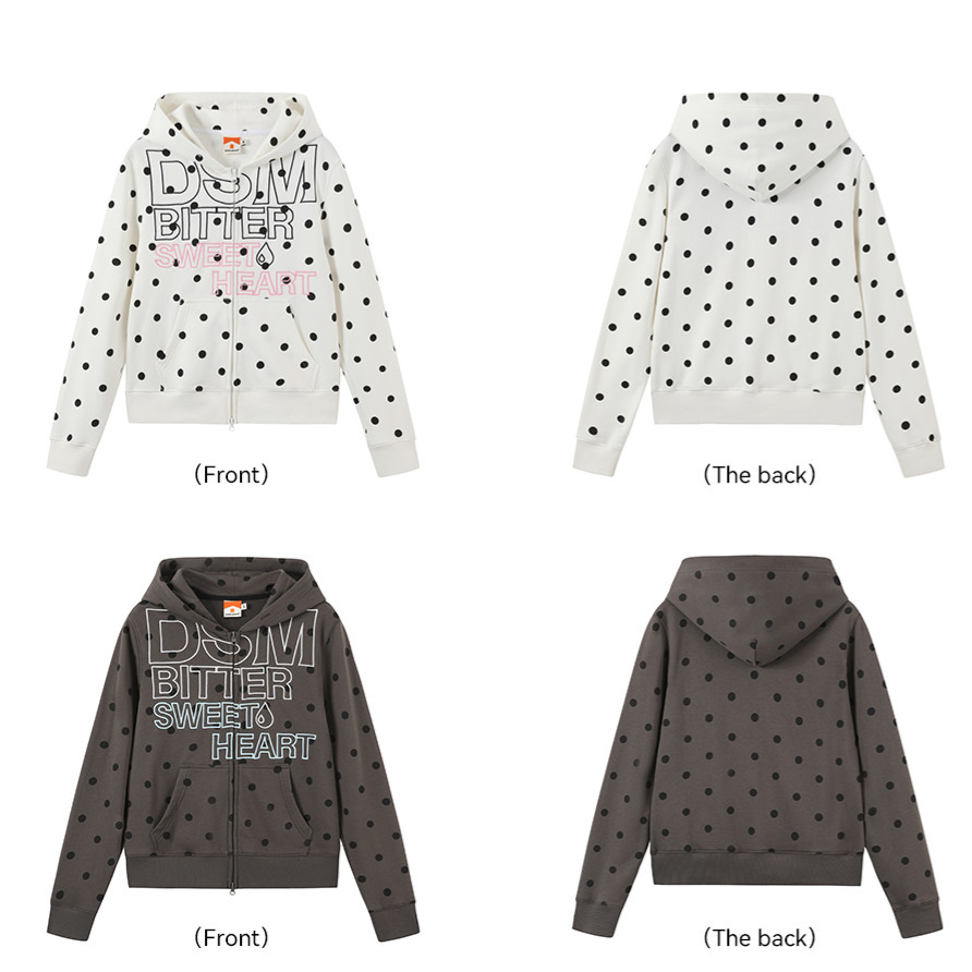 Polka-Dot Slim-Fit Zip Hoodie