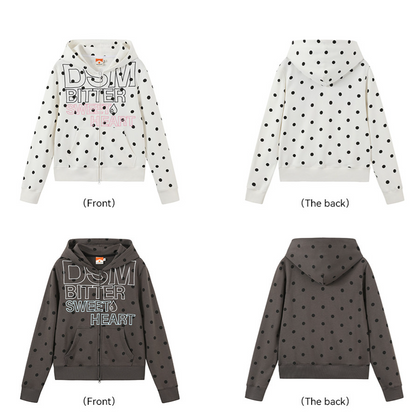 Polka-Dot Slim-Fit Zip Hoodie