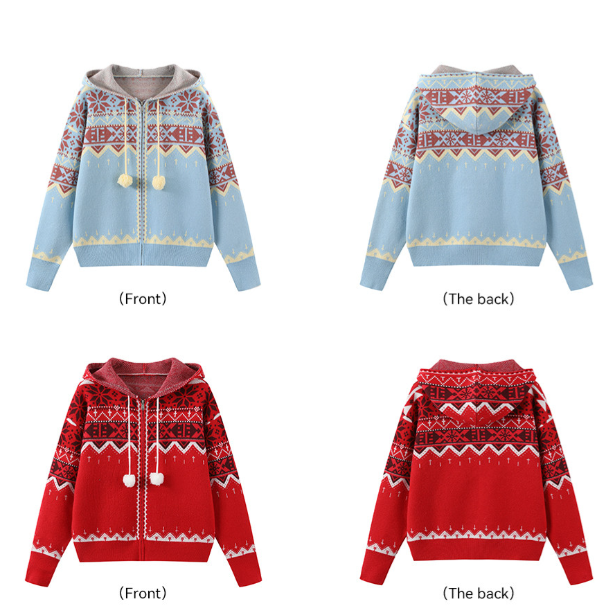 Fair Isle Hooded Zip Cardigan