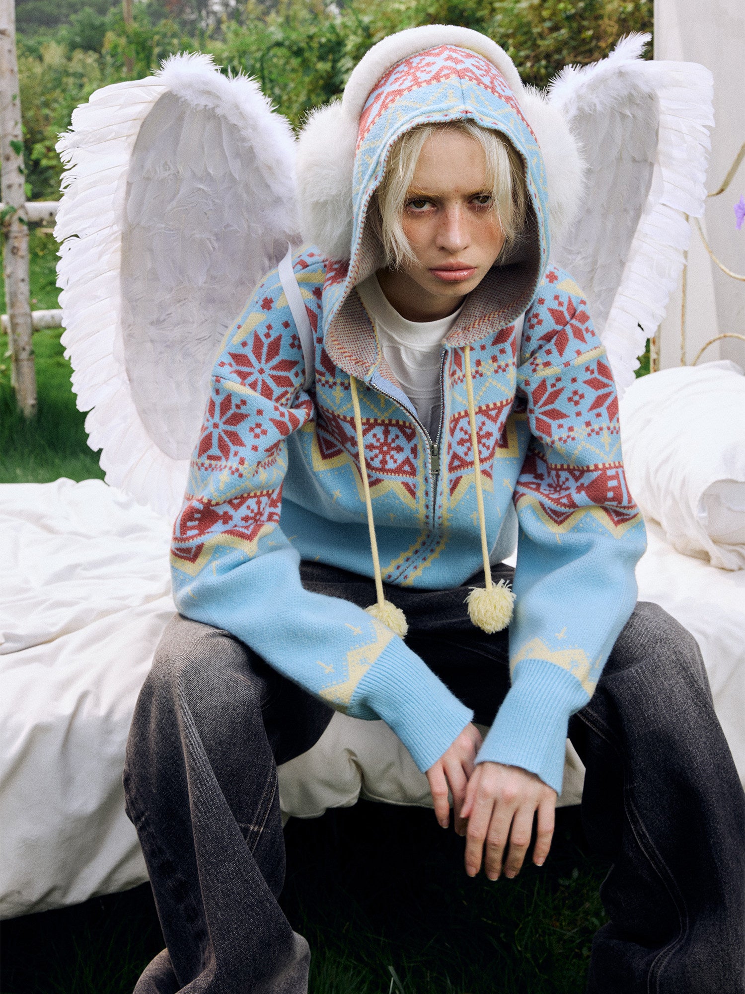 Fair Isle Hooded Zip Cardigan