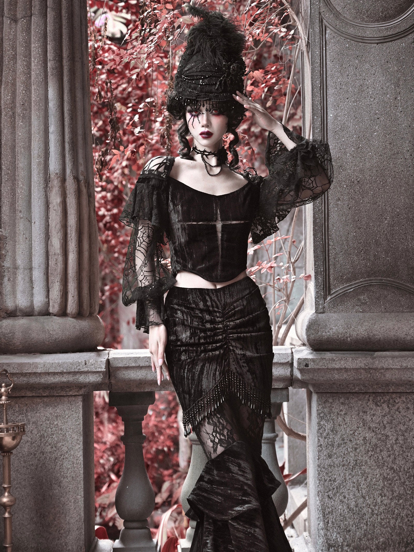 Embossed Velvet Gothic Blouse