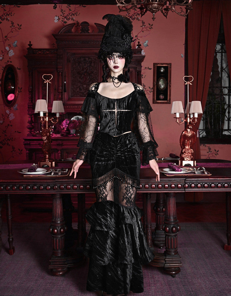 Embossed Velvet Gothic Blouse