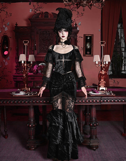 Embossed Velvet Gothic Blouse