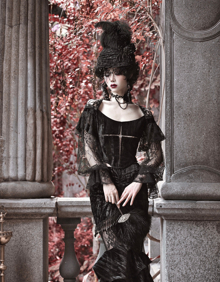 Embossed Velvet Gothic Blouse
