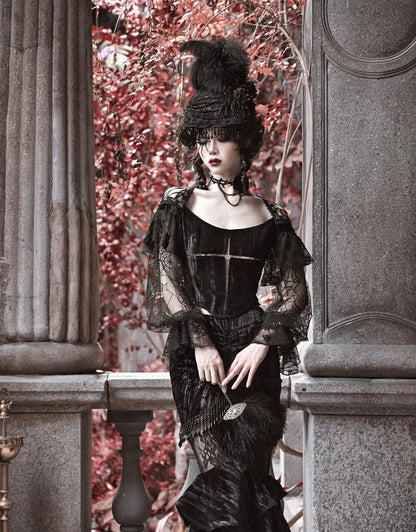 Embossed Velvet Gothic Blouse
