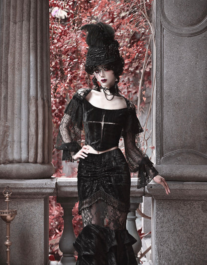 Embossed Velvet Gothic Blouse