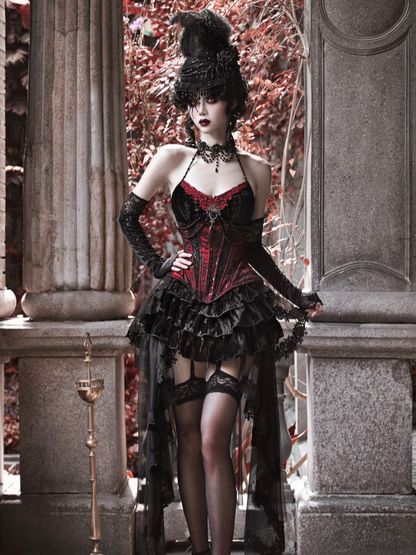 Beaded Velvet Gothic Corset Dress