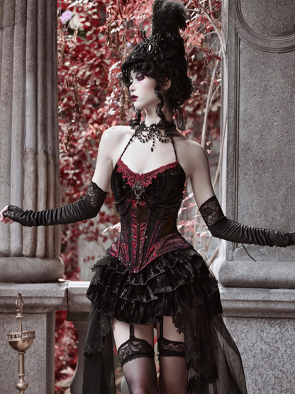Beaded Velvet Gothic Corset Dress