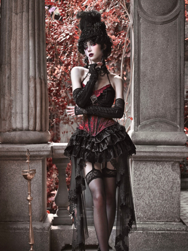 Beaded Velvet Gothic Corset Dress