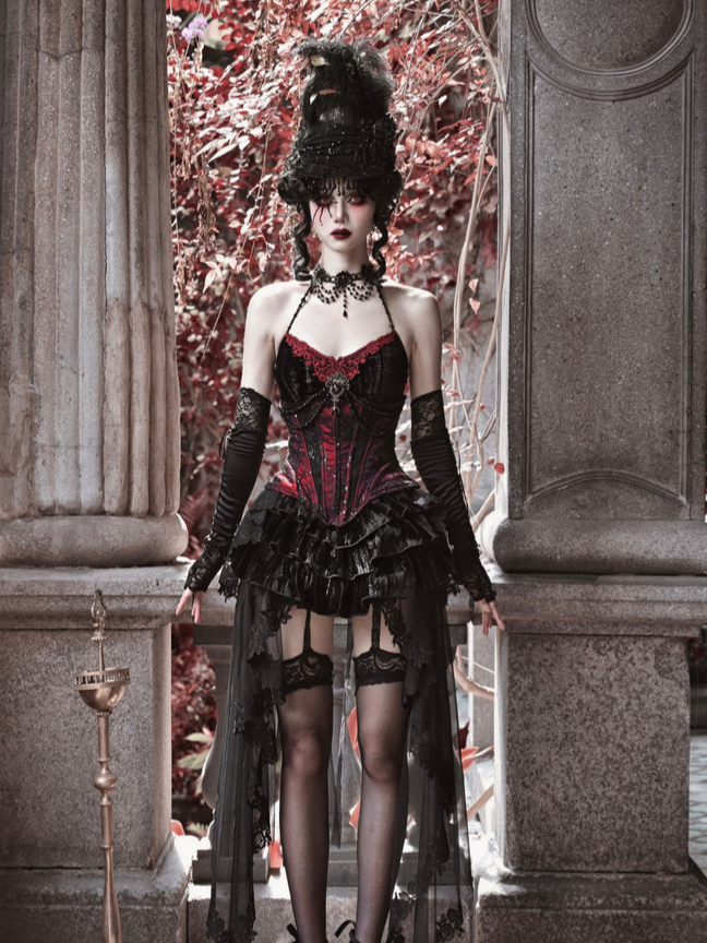 Beaded Velvet Gothic Corset Dress