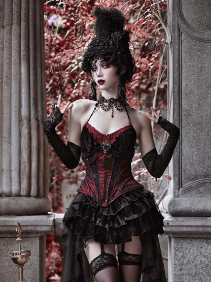 Beaded Velvet Gothic Corset Dress