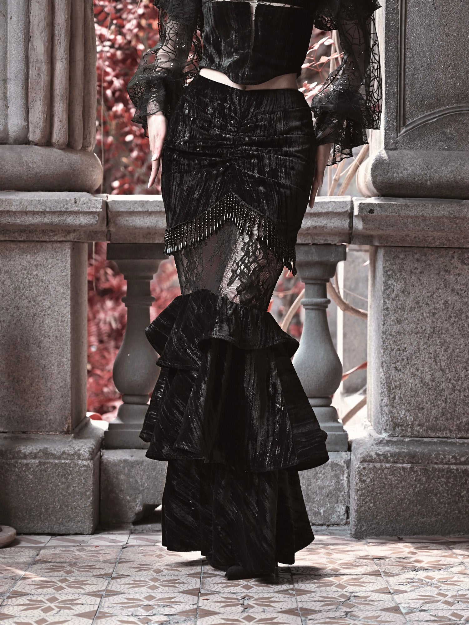 Gold Thread Mermaid Velvet Skirt