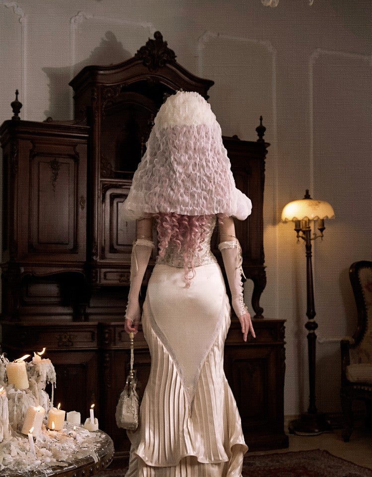 Satin Pleated Fishtail Skirt