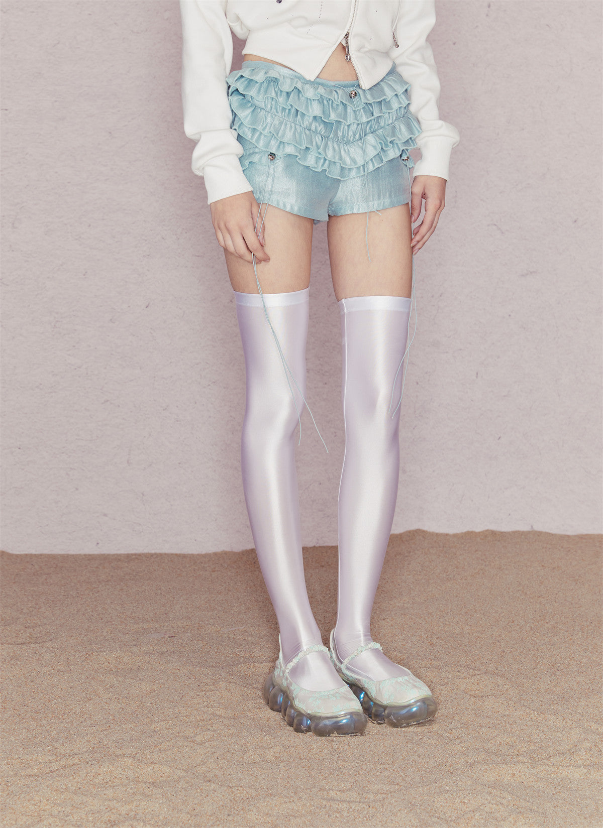 Layered Ruffle Low-Rise Shorts