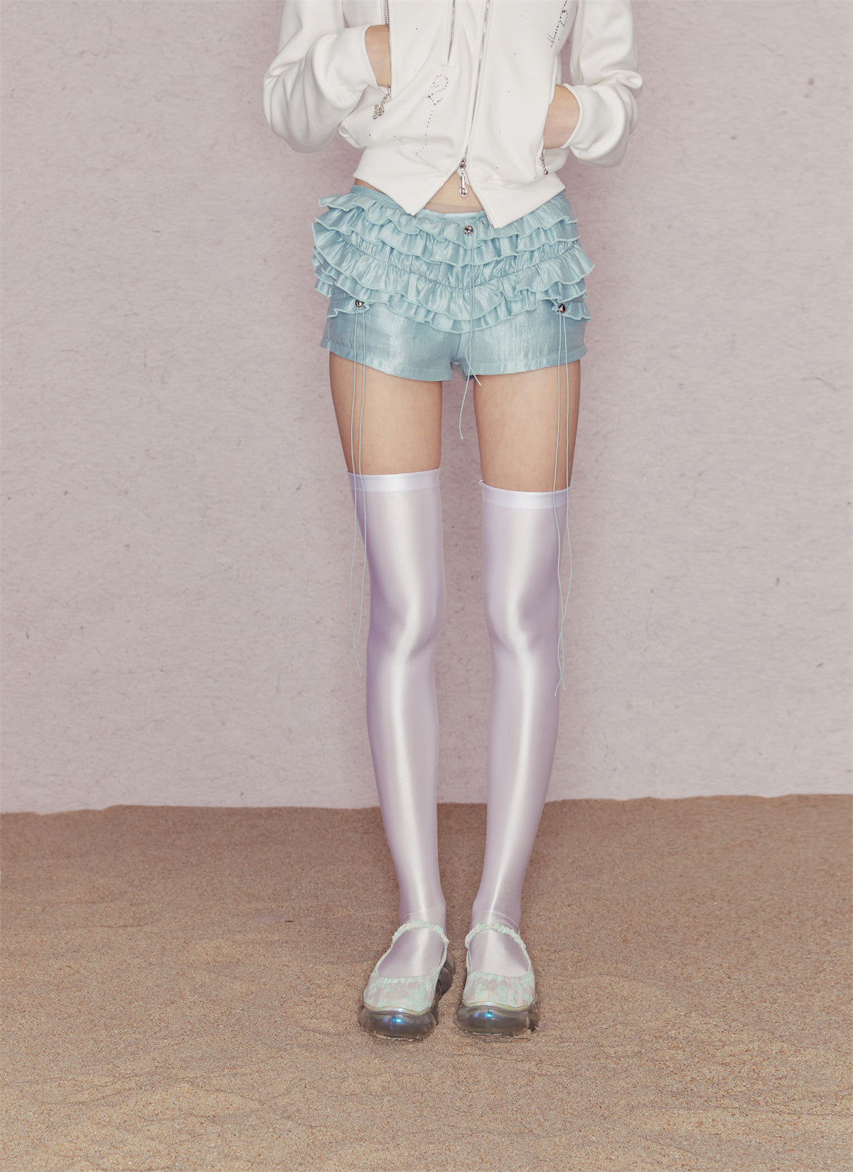 Layered Ruffle Low-Rise Shorts