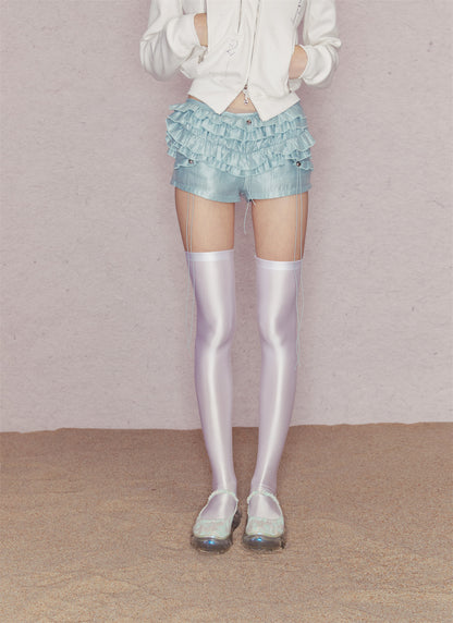 Layered Ruffle Low-Rise Shorts