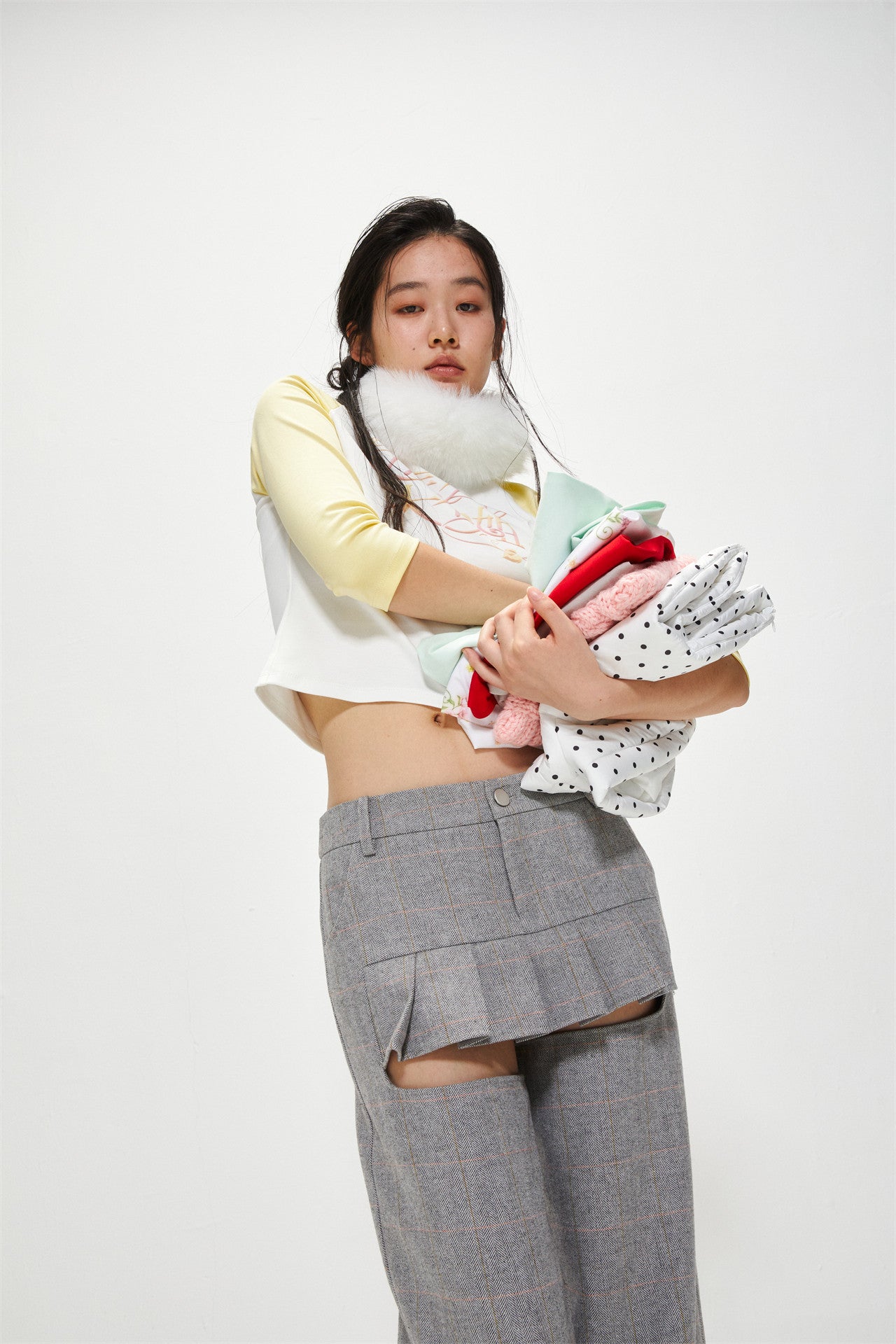 Cotton Graphic Cropped Raglan Top