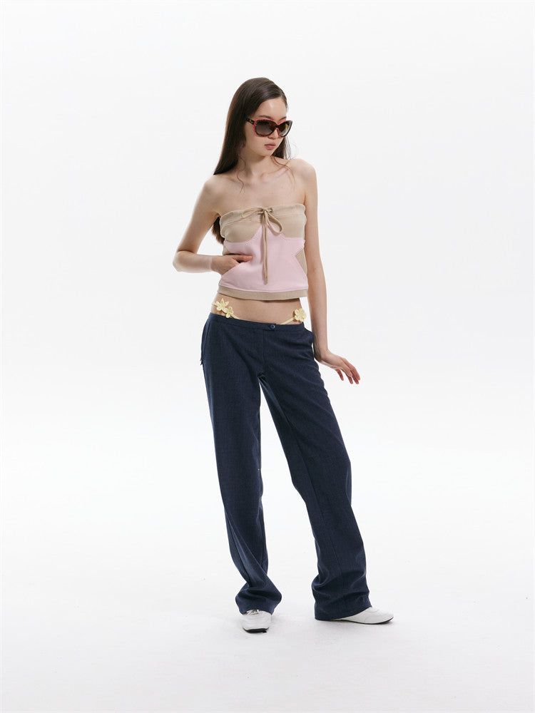 Star Ribbed Bandeau Top