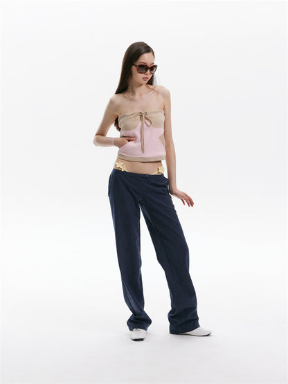 Star Ribbed Bandeau Top