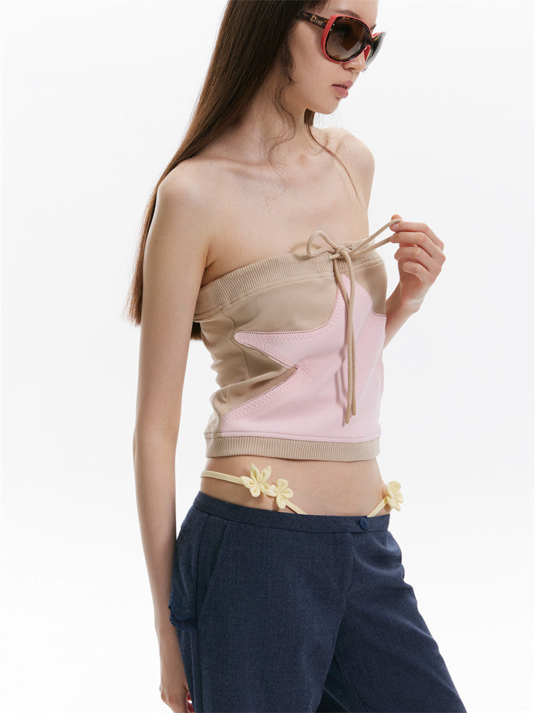 Star Ribbed Bandeau Top