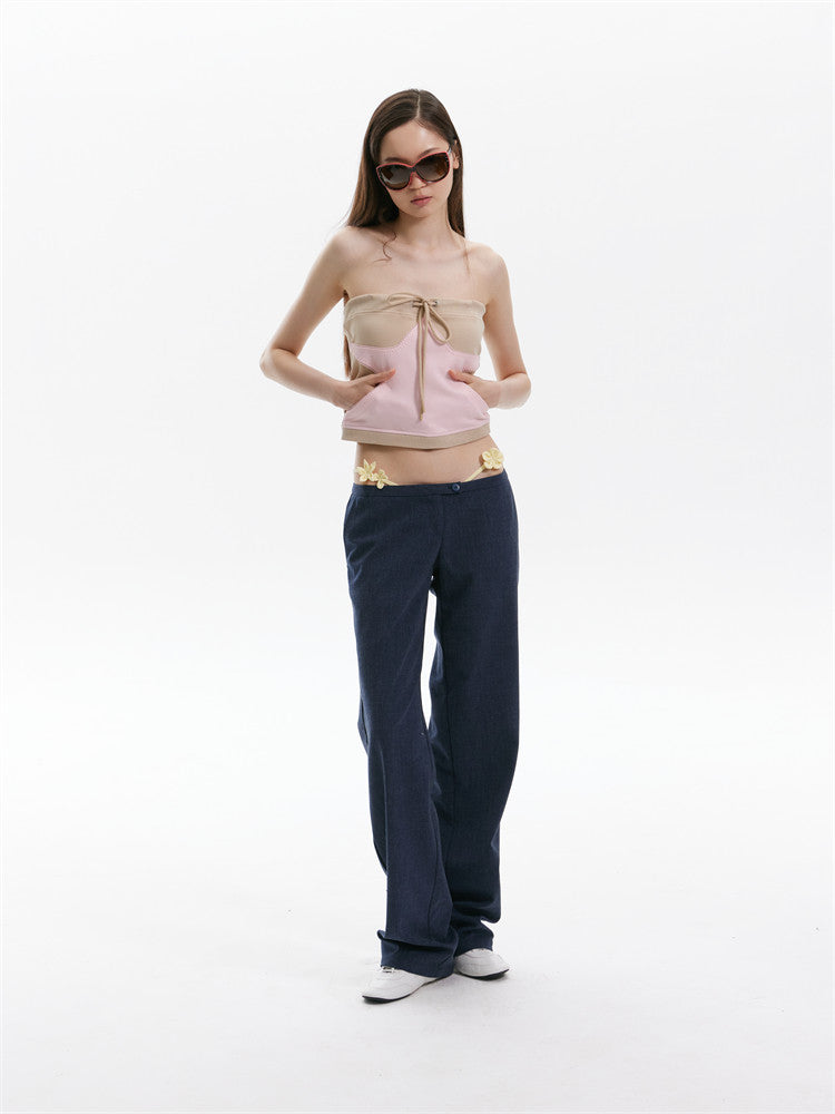 Star Ribbed Bandeau Top