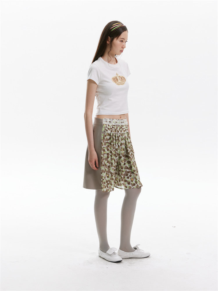 Chiffon Contrast A-Line Skirt