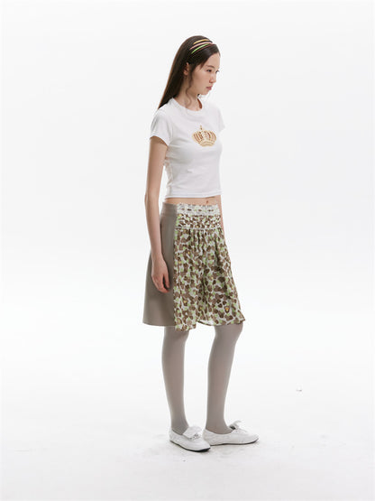 Chiffon Contrast A-Line Skirt